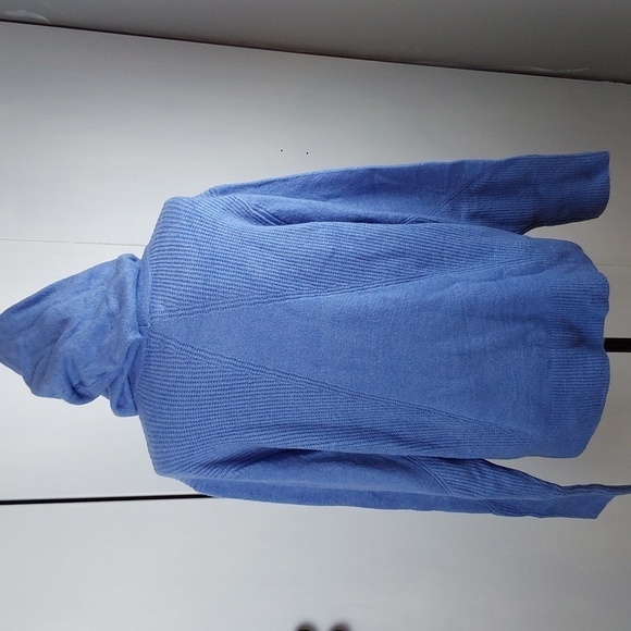 Time And Tru- Womens Blue Sweater Hoodie Textured Super Soft Ribbed Sz.L - Picture 4 of 7